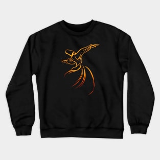 Dervish Line Drawing Calligraphy Style Yellow And Red Crewneck Sweatshirt